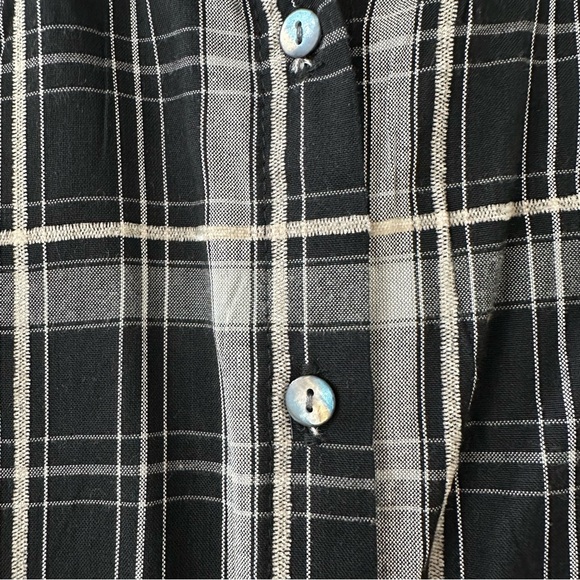 Max Studio Black & White Plaid Button Down Shirt with Ruffle Sleeves, Size Small - Picture 4 of 10